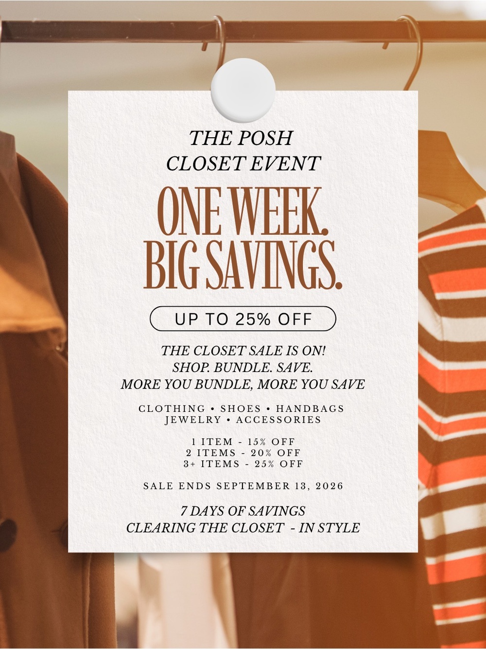 CLOSET SALE! 15% OFF / BUNDLE DEALS FOR UP TO 25% OFF!